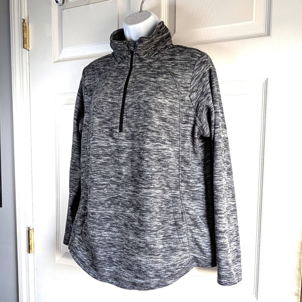 St. John’s Bay Women’s Heathered Gray Quarter-Zip Pullover Sweater – Size M